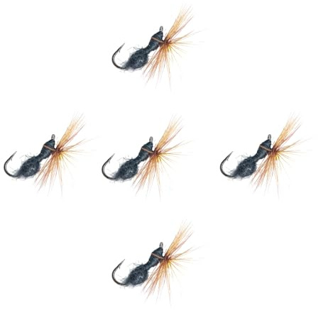 BUBEFSKD 5 mosche secche, formiche nere, mosche da pesca con ardiglione per pescatori, esche artificiali professionali, esche da nuoto, esche da pesca in acqua naturale