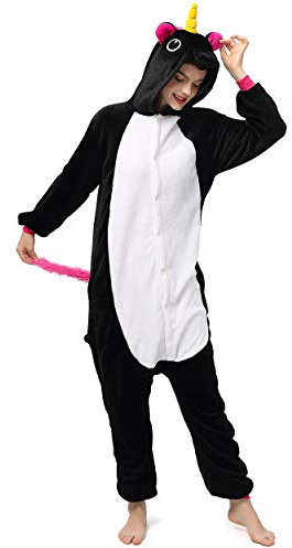 Katara 1744 Jumpsuit, Damen Herren Erwachsene, Einhorn Schwarz, Körpergröße 175-185cm (XL)