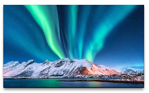 Paul Sinus Art Bilder XXL Island Polarlichter 120x70cm Wandbild auf Leinwand