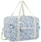 for Ryanair Airlines Cabin Bag 40x20x25 Underseat Foldable Travel Duffel Bag Holdall Tote Carry on Hand Luggage Overnight for Women and Men 20L (Blue Leaf (with Shoulder Strap))