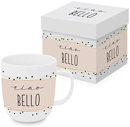 PPD Kaffeetasse Ciao Bella Matt 350ml Teetasse Cappuccinotasse Kaffee-Tasse Porzellantasse Henkeltasse Porzellan-Tasse Tee-Tasse Bone China Porzellan