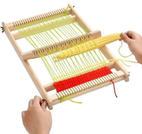 Telaio per Tessitura, Kit Telaio per Tessitura per Bambini, Telaio per Tessitura in Legno, Macchina per Maglieria a Mano, Arte della Tessitura Creativa Fai-da-te Artigianato per