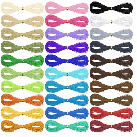 Rapidbok 30 Colori Filo di Cotone Cerato,1mm x 10m Cordino in Poliestere, Cerato Colorato Cordoncino per Creazione Gioielli Collane Bracciali Perline Fai da Te