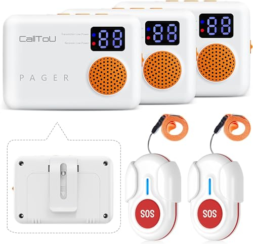 CallToU Botón de llamada de emergencia para personas mayores, pulsera de llamada de emergencia, botón de emergencia para personas mayores, timbre de emergencia para personas mayores con 2 transmisores
