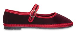 FLABELUS Antonia - Mary Jane Velvet - Color is Black Combined with Black Piping.