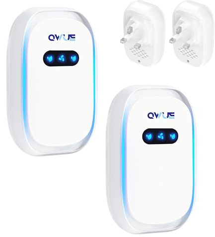 QWUE Air Purifier for Bedroom Home, 2PCS Mini Ionic Air Purifier Plug in UK, for Smokers,Pet, Toilets, Living Rooms, Bathrooms, Office, Garage,Instantly Cleans,Quiet Odour Remover,Filter-Free Purifier