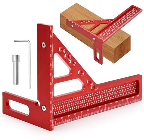 3D Speed Square, Carpenters Square 22.5°-90° Multi Angle Combination Squares with Angles Position Aid, Aluminum Alloy Set Square Measuring Tool, Woodworking Protractor Tool for Engineers & Carpenters