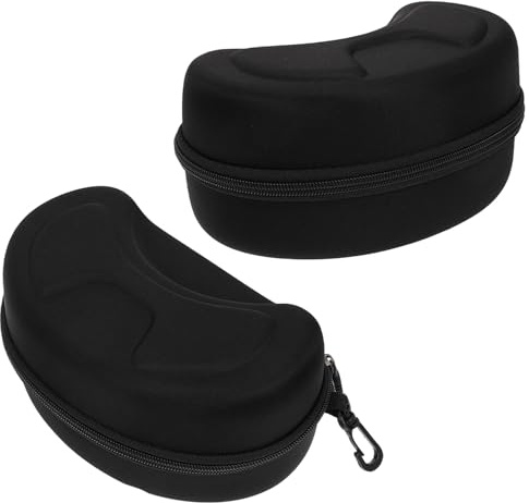 Warmhm 2Pcs Hard EVA Goggles Case, Large Ski Goggle Storage Box with Hook and Zipper, Black Travel Case for Snowboard Eyewear