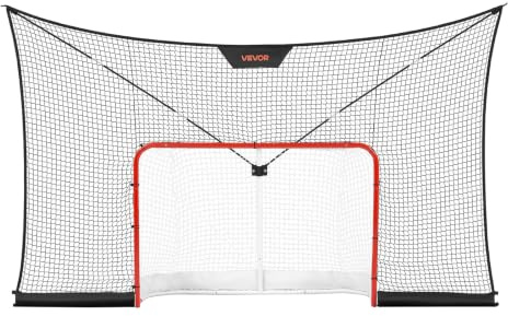 VEVOR But de Hockey avec Filet de Protection 366x213 cm Léger et Portable, Équipement d'Entraînement de Hockey pour Parc Aire de Jeux, Cage de Streethockey Haute Résistance à l'usure et à la Tension