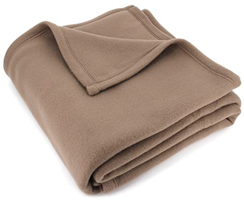 Linnea Couverture Polaire 180x220 cm Isba Marron Taupe 100% Polyester 320 g/m2 traité Non-feu