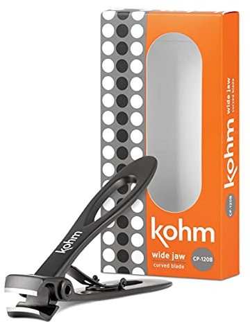 KOHM Nail Clippers for Thick Nails - Heavy Duty, Sharp Wide Mouth Professional Fingernail and Toenail Clippers for Men, Women & Seniors, Black