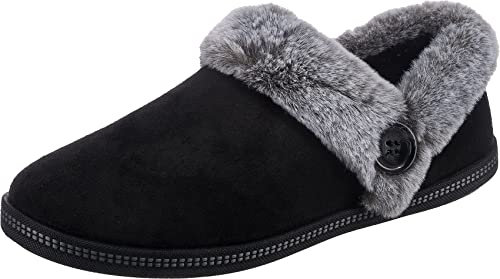Skechers Damen Cozy Campfire Fresh Toast Hausschuh, Black Microfiber Faux Fur, 39 EU