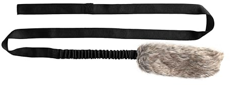 DINGO Waldemar Rutkowski Giocattolo per Cani in Pelliccia Artificiale – Esca con Squeaker 150 cm con Manico Elastico per Agilità, Addestramento, Riporto e Gioco – Nero (15585)