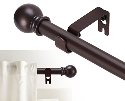 GXOACKJ Curtain Rods for windows 32-62 inch, 5/8 inch Decorative Brown Splicing Heavy Duty Metal Curtain Rod set with Brackets