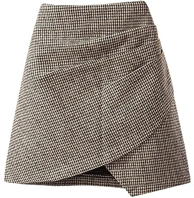 Faldas cortas y falda en capas para mujer, estilo moderno, falda corta de lana de pata de gallo, falda de cadera para otoño e invierno, cintura delgada, falda acampanada irregular, falda plisada negra