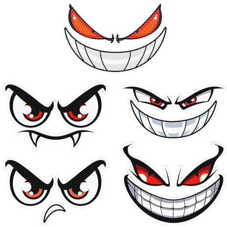 LUMOOM 5 Stück Aufkleber Augen, Augen Aufkleber Mähroboter, Wasserdichte Selbstklebende Augenaufkleber für Auto Saugroboter staubsauger Mähroboter Rasenmäher (Dämon)