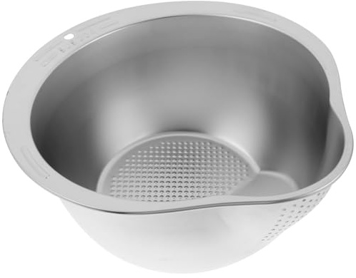 Didiseaon Bol de Lavage de Riz en Acier Inoxydable Passoire Multifonctionnelle Capacité Grosse Tamis pour Fruits et Légumes Ustensile Cuisine Pratique Évacuation Panier de Nettoyage