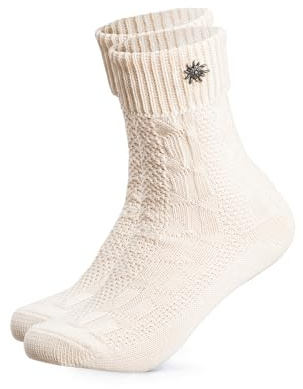 HerzSticht Chaussettes Traditionnelles Bavaroise Femme lot de 1 (modèle: Edelweiss) Beige 35-38