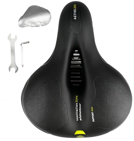 oupados bekväm ergonomisk cykelsadel gelsadel män kvinnor bred cykelsits mjuk minnesstötdämpande, skumvadderad, med vattentätt skydd 26 × 21 cm andningsbar vattentät