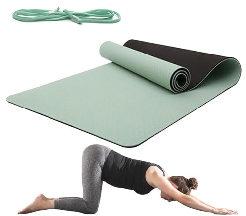 Tappetino da yoga spesso - con di trasporto e base antiscivolo - tappetino da yoga largo per esercizi a casa - per allenamento a piedi nudi studio interno esterno viaggio uomo