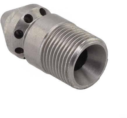 MKTOLHU Boquilla de chorro de alcantarillado de acero inoxidable 304 de 3/8 pulgadas, 9 chorros, limpiador de drenaje giratorio para tuberías obstruidas, conexión rápida macho (rosca 3/8)