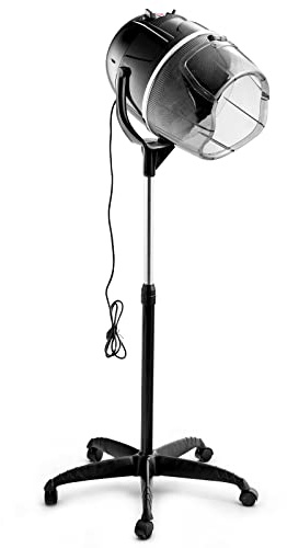 COSTWAY Hair Dryer Hood, Professional Hair Processor Stand Hairdryer with Timer & Temperature Control and Wheels, Height Adjustable Portable Mobile Dryer Hood for Home, Salon (Black)
