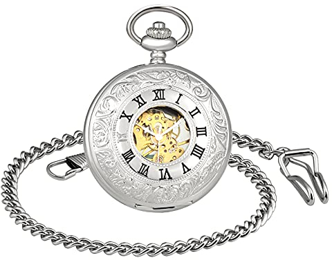 SUPBRO Damen Herren Taschenuhr Analog Mechanische Kettenuhr Uhr Pocket Watch mit Halskette Pullover Kette Unisex