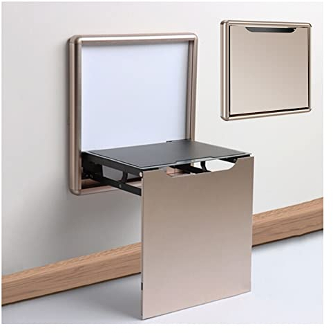 PPGE Home Wand Klapphocker, Duschhocker Klappbar, Duschsitz Klappbar Wandmontage, Bad Klappbank für Senioren, Unsichtbarer Schuhwechselhocker an Der Wand, Belastbar bis 120 kg, (Color:Gold)