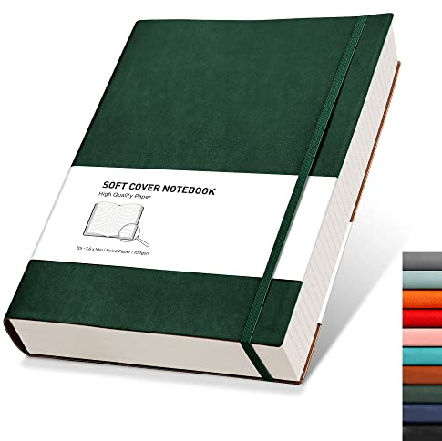 RETTACY Notebook B5, Lined Journal, Softcover Notepad, 320 Pages, Green