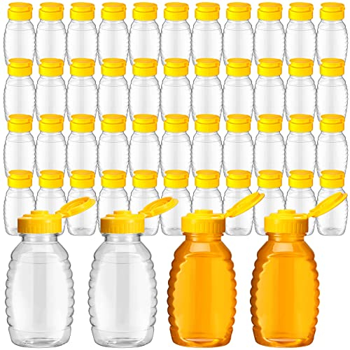 Hoolerry 48 Pack 8 oz Clear Honey Squeeze Bottles Refillable Flip Top Lid
