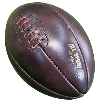 ALL SPORT VINTAGE - 8-sidig rugbyboll - choklad - kohud - handsydd - anpassningsbar. Franskt varumärke.
