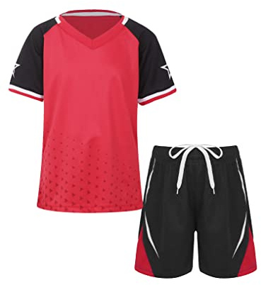 Yeahdor pojkar sportset kortärmad sport t-shirt tröja med sportbyxor kort träningsoverall fotbollskläder set fitness löpning basket