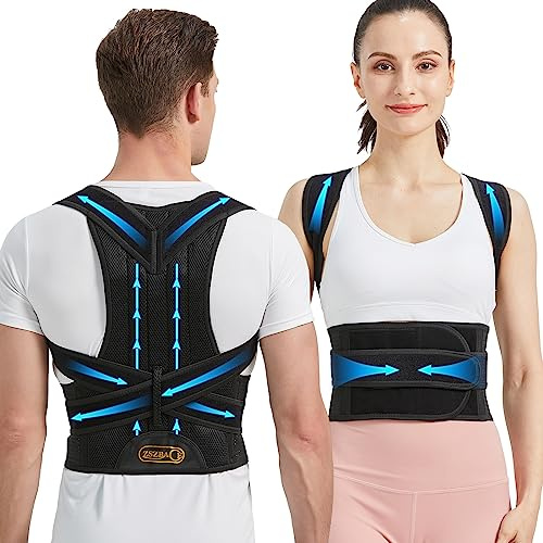 ZSZBACE Correttore Posturale Regolabile Premium, Fascia Lombare Supporto Schiena Migliora Postura Allevia Dolore Collo, Alla Schiena e Lombare per Uomo e Donna (XL)
