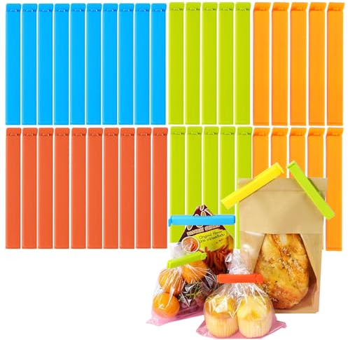 40PCS Food Bag Clips, Bag Clips for Food Storage in 5 Colors, Reusable Plastic Bag Clips for Food Storage for Sandwiches, Sealing Food, Coffee, Snack Bags(Color Random)
