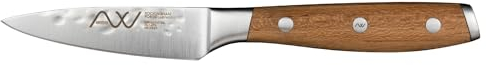 Rockingham Forge Ashwood Coltello da Cucina Spelucchino 9 cm - Lama Acciaio Inossidabile Tedesco Ultra Affilato - Finitura Martellata Antiaderente Professionale - Manico Legno con Codolo Intero