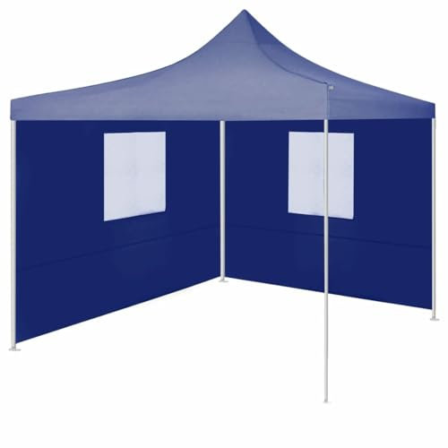 Professionellt partytält, vikbart med 2 sidoväggar, CIADAZ festtält, lusthus, öltält, trädgårdsfesttält, trädgårdstält, grillpaviljong, 2 x 2 m stål blå