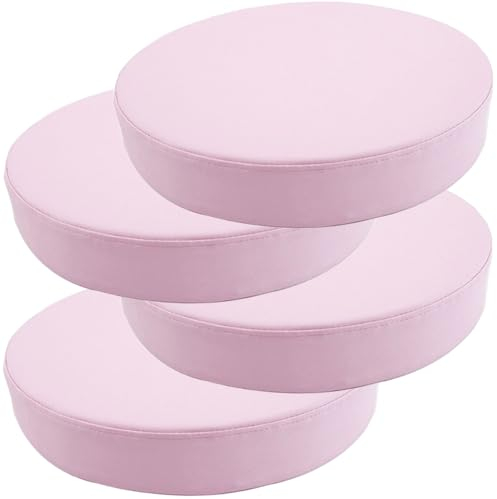 SDNAM Rundes Stuhlkissen Aus Kunstleder,/40 X 40 Cm/45 X 45 cm/50x50cm, Rundes Memory-Schaum-Sitzkissen, wasserdichte, rutschfeste Runde Stuhlpolster(G11,4pcs 50X50X5cm)