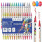 32 Colouring Pens Markers - Dual Tips, Acrylic Paint Pens Markers for Adult Coloring Books Multi-Surface, Rock Painting, Canvas, Wood, Fabric, Glass, DIY Crafts & Art Supplies