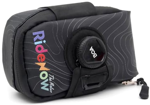RIDENOW – Bolsa de Sillín de Bicicleta con Cierre Boa | Especial para Bicicleta Doble Suspensión | Tija telescópica | 0.45L | Impermeable | Cremallera YKK | Carretera, Gravel, MTB, Urbana... | Negro