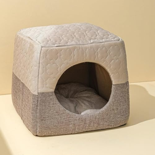 LYMIN Cat Cave Bed for Indoor Cats up to 7kg, 37x33x30cm 3 in 1 Warm Cave Cat House Cat Sofa Bed Foldable Microfiber Tent with Removable Washable Cushion Pillow for Kitten Cats Puppy Small Pet