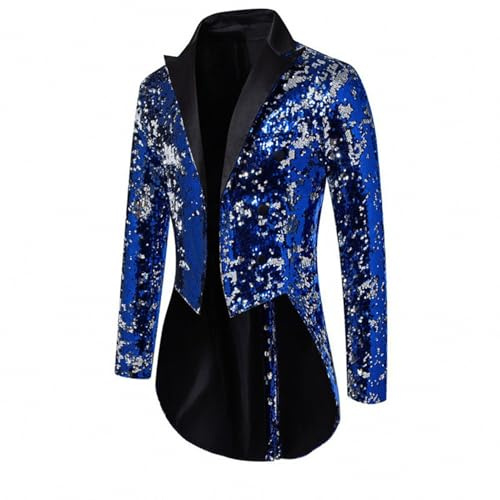 Gefomuofe Traje de lentejuelas para hombre, blazer de frac, abrigos para fiestas, bodas, cenas, banquetes, bailes de graduación, frac ajustado, vestido de frac, disfraz de circo, disfraz de carnaval