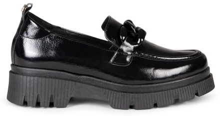 Mocasines con Plataforma en Piel acharolada Negro, EU 37