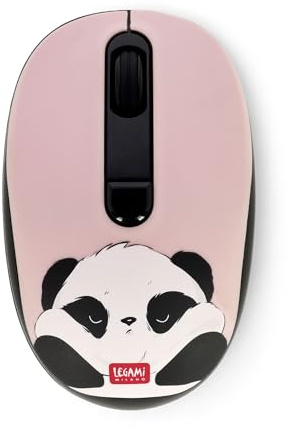 Legami - Mouse Wireless con Ricevitore USB Ultra Compatto, Tema Panda, 3 Opzioni di Velocità, Materiale ABS, Connessione Wireless fino a 10 m