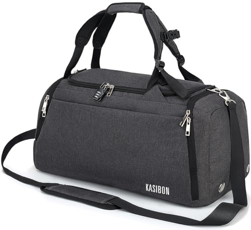 Sports Duffle Bag with Shoes Compartment and Wet Pocket, 42L Waterproof Gym Bag for Men and Women, Durable Travel Duffel Bag with Shoulder Strap and Combination Lock