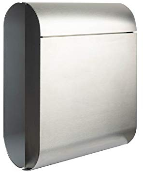 Burg-Wächter Edelstahl-Briefkasten mit integriertem Zeitungsfach, COSMO 3765 NI, Öffnungsstopp, A4 Einwurf-Format, EU Norm EN 13724, Inkl. 2 Schlüsseln, Edelstahl