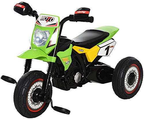 HOMCOM Moto Correpasillos para Niños de 18-36 Meses Triciclo para Niños Triciclo Infantil con 3 Ruedas Luces y Músicas Carga 20 kg 71x40x51 cm Verde
