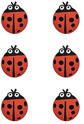 CcHhyyt Místico jardín serie dibujos animados forma botones de goma suave para niños niñas niños tirador de armario pomos de cajón para habitación de los niños armarios juguetes 6 piezas (mariquita)