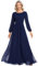 Ever-Pretty Women's Long Sleeve Empire Waist Bright Chiffon Bridesmaid Dresses Long Navy Blue 22UK
