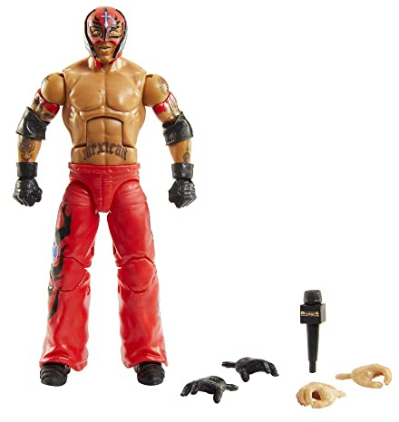 WWE HKP15 - Elite WrestleMania Royal Rumble Rey Mysterio Actionfigur, bewegliches WWE Sammlerstück mit Zubehör, Spielzeug Geschenk für Kinder und Fans ab 8 Jahren