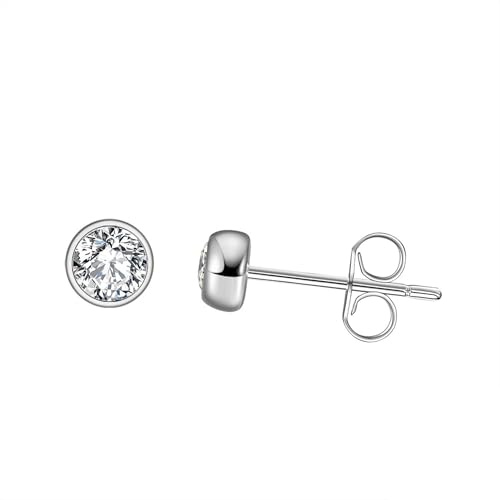 HeyMeili Boucles d'oreilles diamant simulé brillant pour femme en argent sterling 925 zircone cubique, clou d'oreilles, 2mm - 8mm